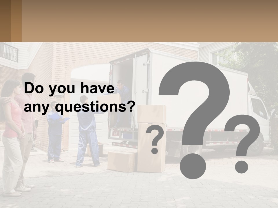 A Group Of People Unloading Boxes From A Moving Truck PowerPoint Template