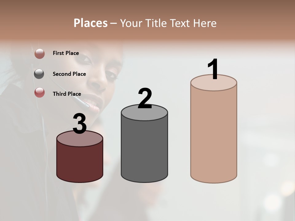 A Woman With A Headset On Is Looking At The Camera PowerPoint Template