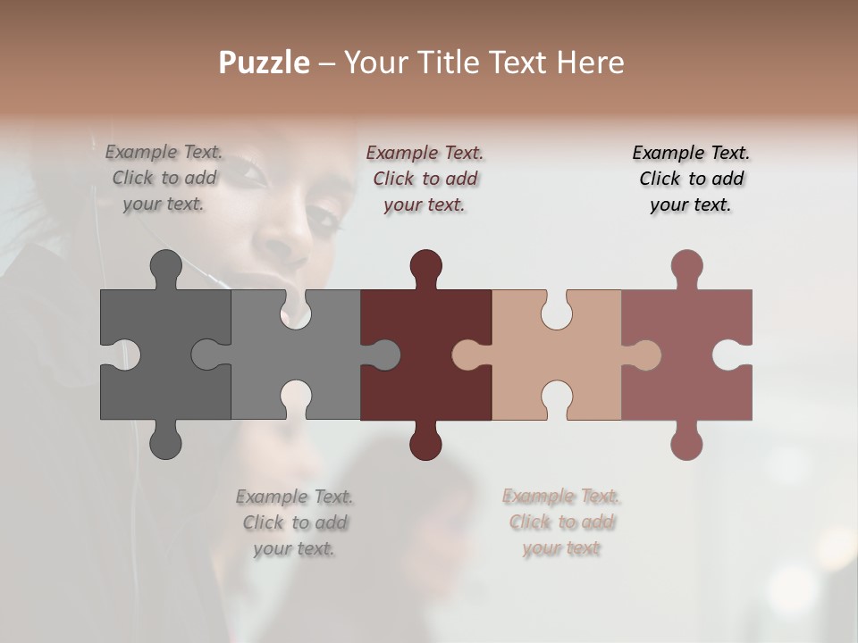 A Woman With A Headset On Is Looking At The Camera PowerPoint Template