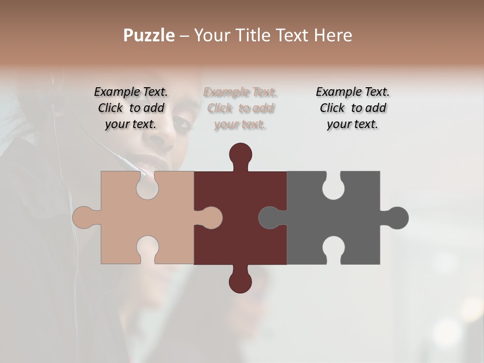 A Woman With A Headset On Is Looking At The Camera PowerPoint Template