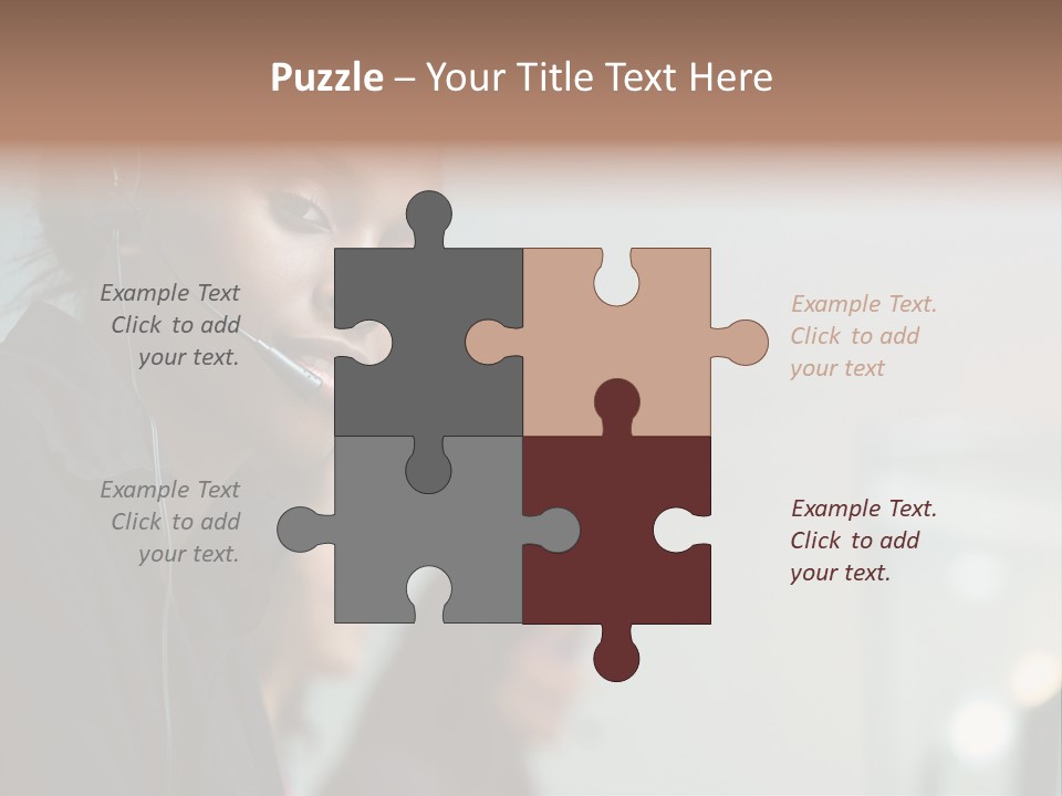 A Woman With A Headset On Is Looking At The Camera PowerPoint Template