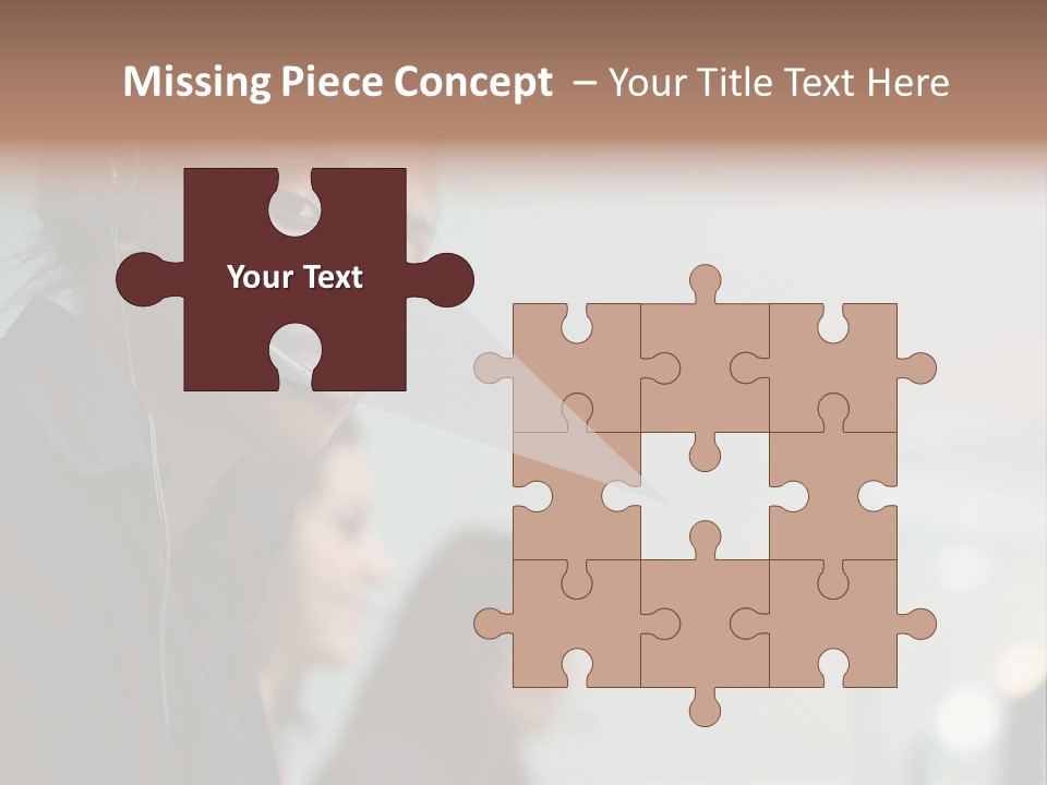 A Woman With A Headset On Is Looking At The Camera PowerPoint Template