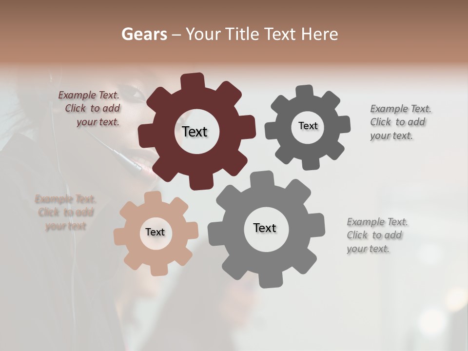 A Woman With A Headset On Is Looking At The Camera PowerPoint Template