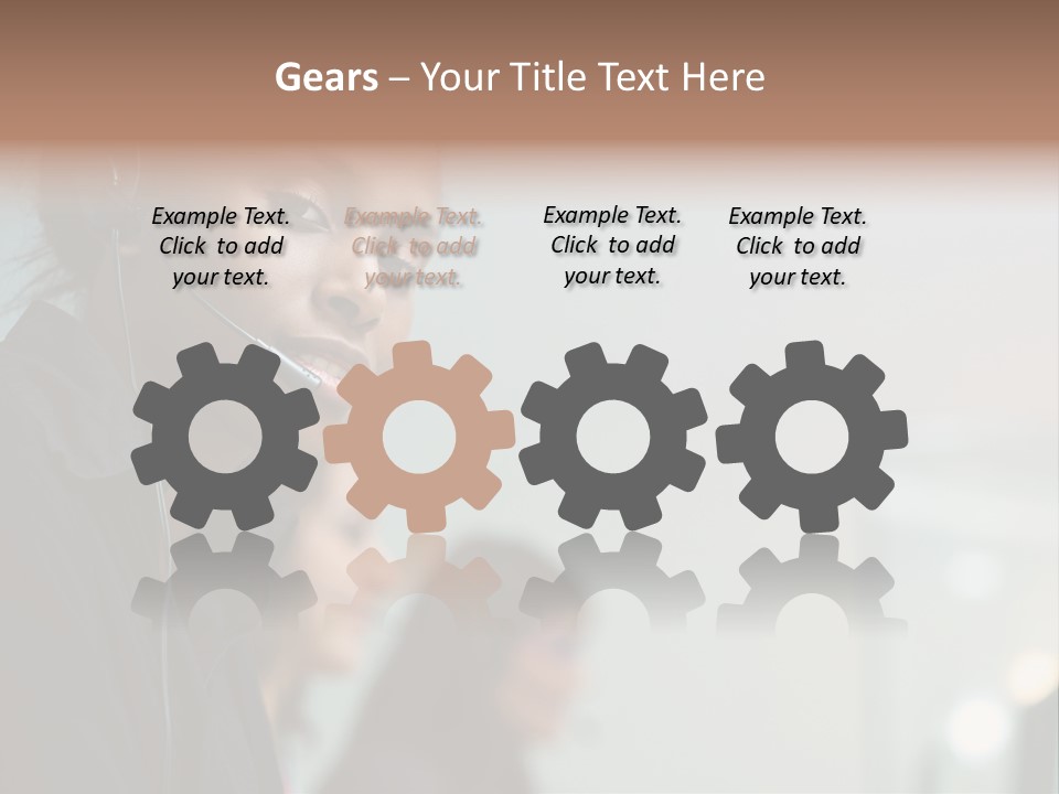 A Woman With A Headset On Is Looking At The Camera PowerPoint Template