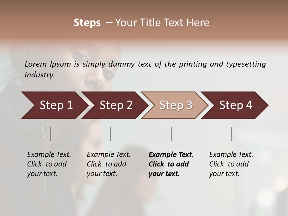 A Woman With A Headset On Is Looking At The Camera PowerPoint Template