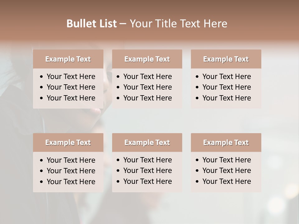 A Woman With A Headset On Is Looking At The Camera PowerPoint Template