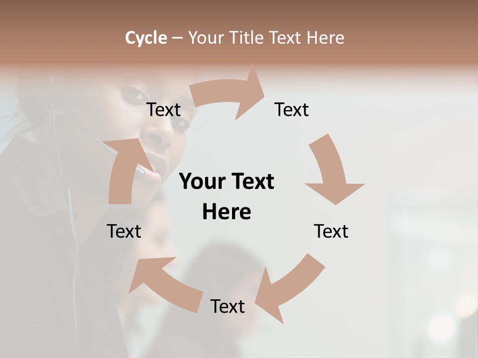 A Woman With A Headset On Is Looking At The Camera PowerPoint Template