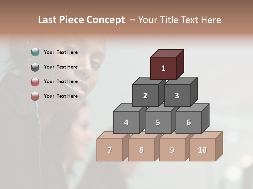 A Woman With A Headset On Is Looking At The Camera PowerPoint Template