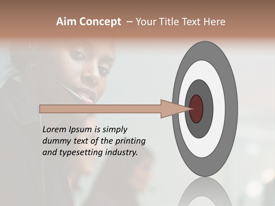 A Woman With A Headset On Is Looking At The Camera PowerPoint Template