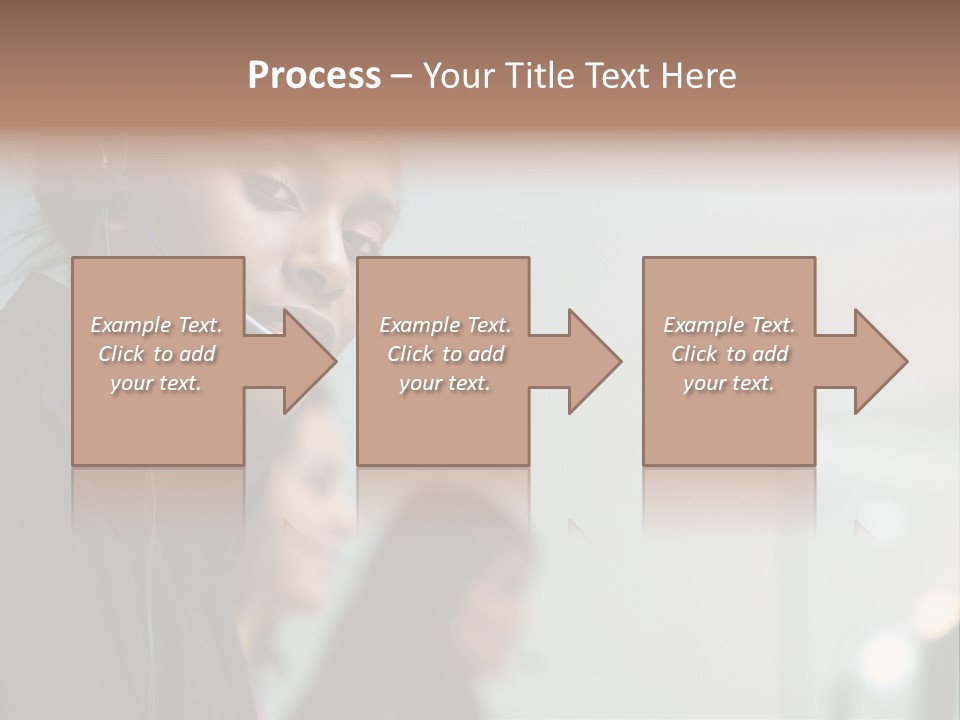 A Woman With A Headset On Is Looking At The Camera PowerPoint Template