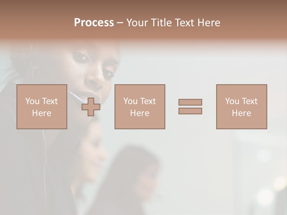 A Woman With A Headset On Is Looking At The Camera PowerPoint Template