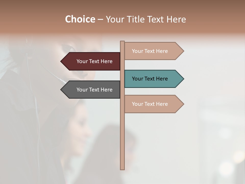 A Woman With A Headset On Is Looking At The Camera PowerPoint Template