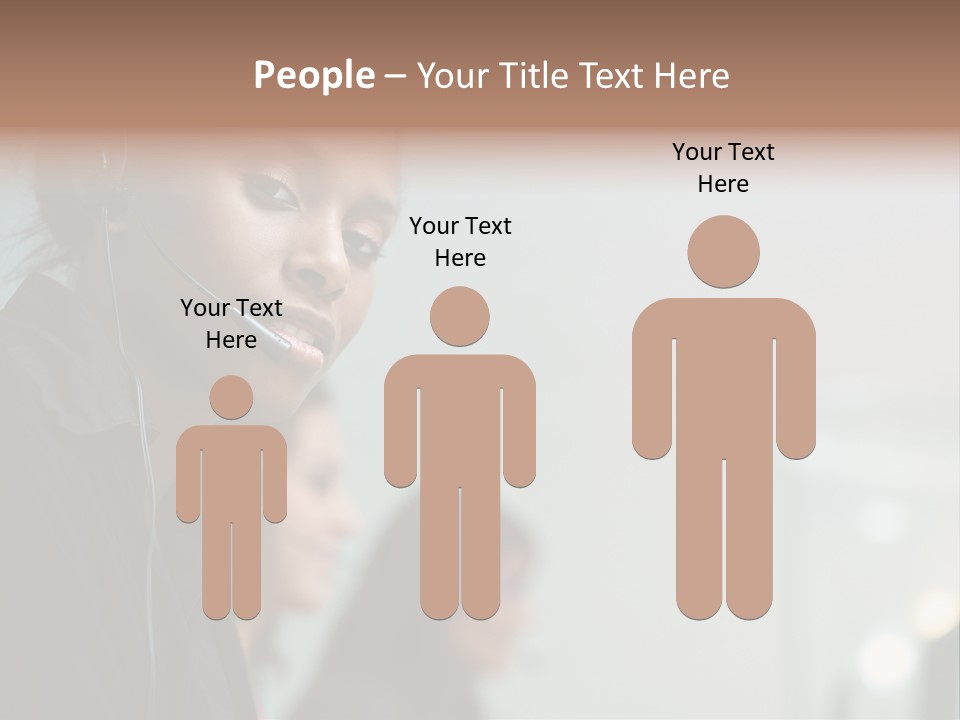 A Woman With A Headset On Is Looking At The Camera PowerPoint Template