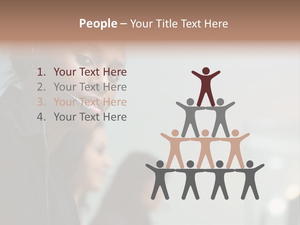 A Woman With A Headset On Is Looking At The Camera PowerPoint Template