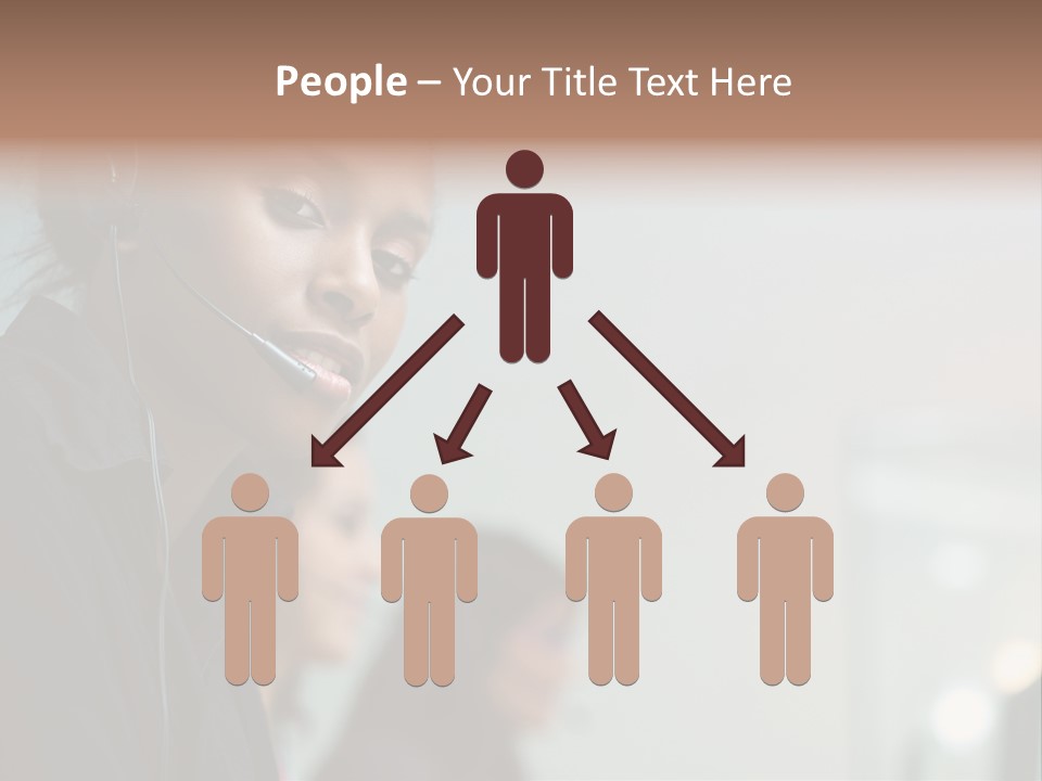 A Woman With A Headset On Is Looking At The Camera PowerPoint Template