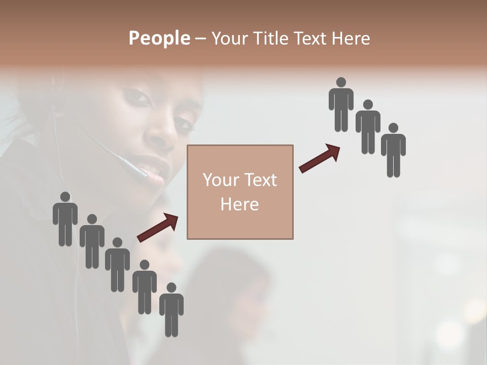 A Woman With A Headset On Is Looking At The Camera PowerPoint Template