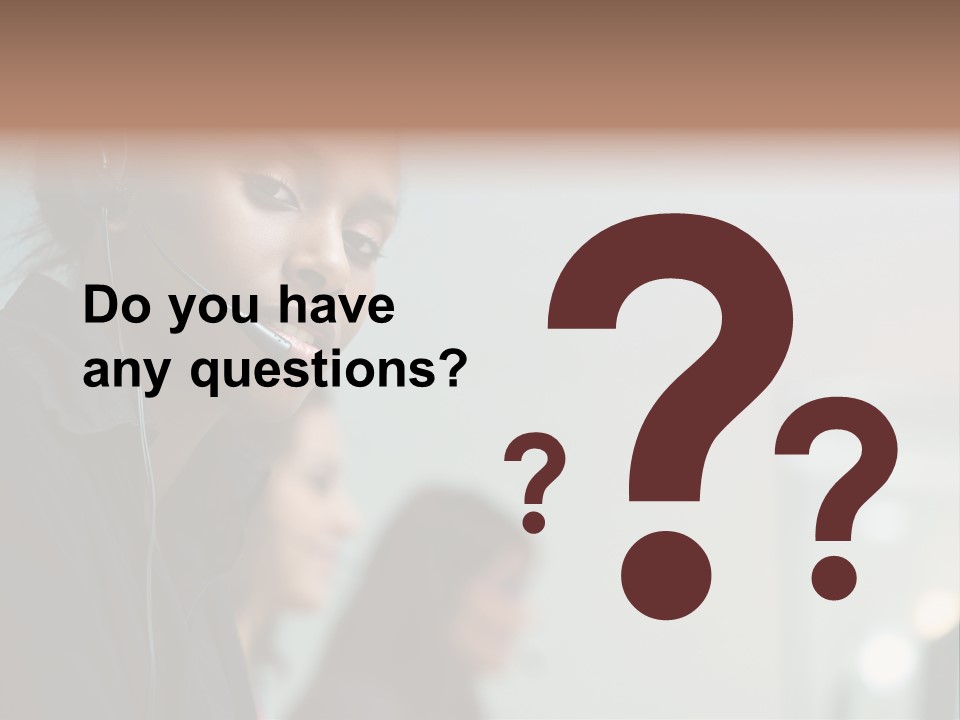 A Woman With A Headset On Is Looking At The Camera PowerPoint Template