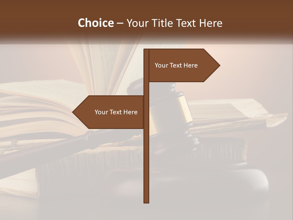 A Judge's Gaven Sitting On Top Of A Book PowerPoint Template