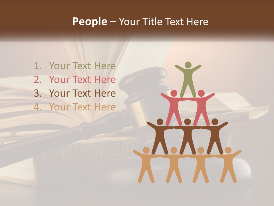 A Judge's Gaven Sitting On Top Of A Book PowerPoint Template