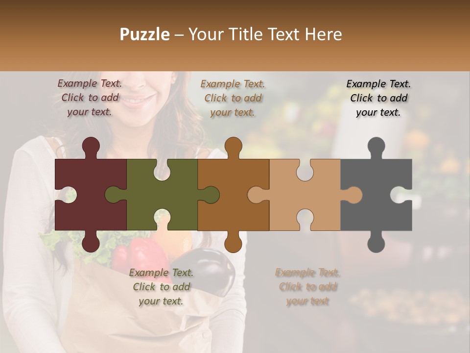 A Woman Holding A Paper Bag Full Of Vegetables PowerPoint Template