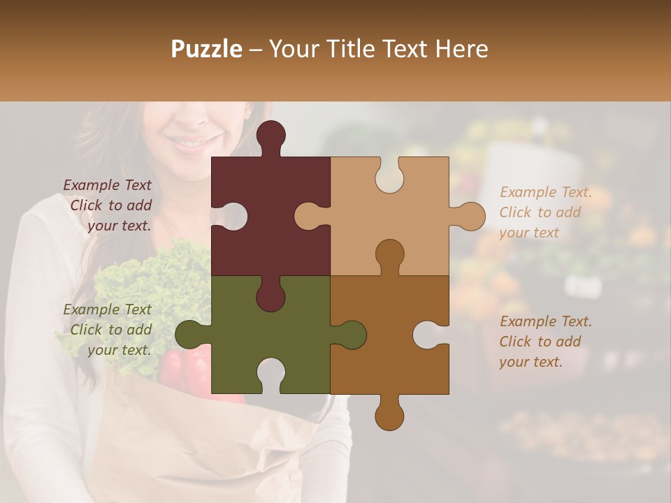 A Woman Holding A Paper Bag Full Of Vegetables PowerPoint Template