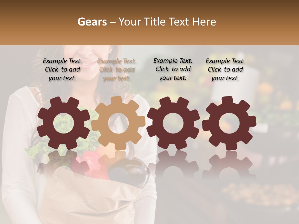 A Woman Holding A Paper Bag Full Of Vegetables PowerPoint Template