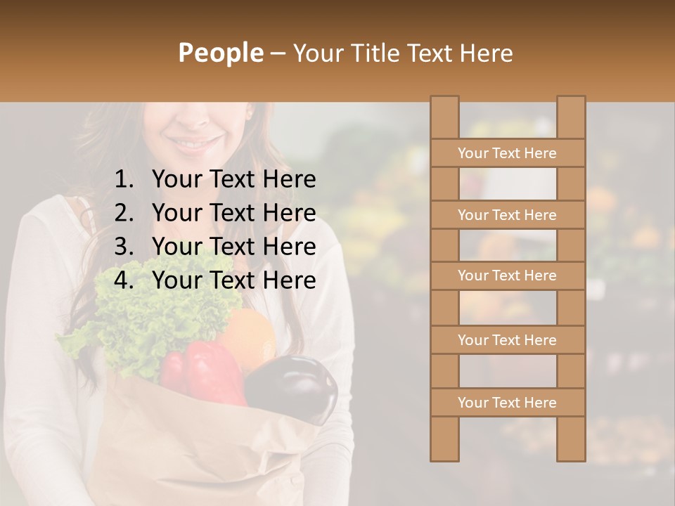 A Woman Holding A Paper Bag Full Of Vegetables PowerPoint Template