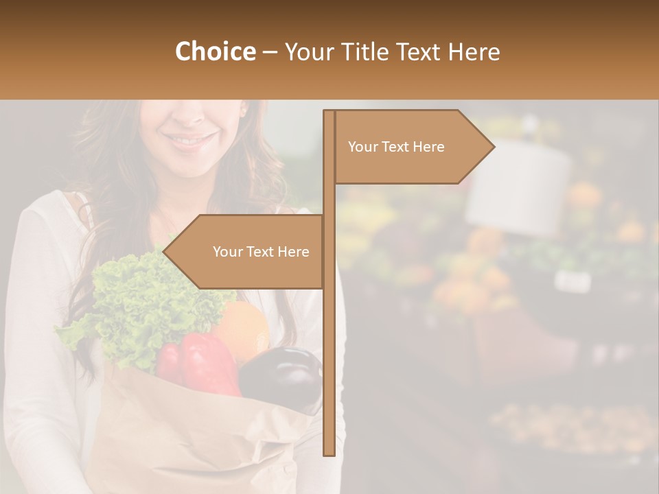 A Woman Holding A Paper Bag Full Of Vegetables PowerPoint Template