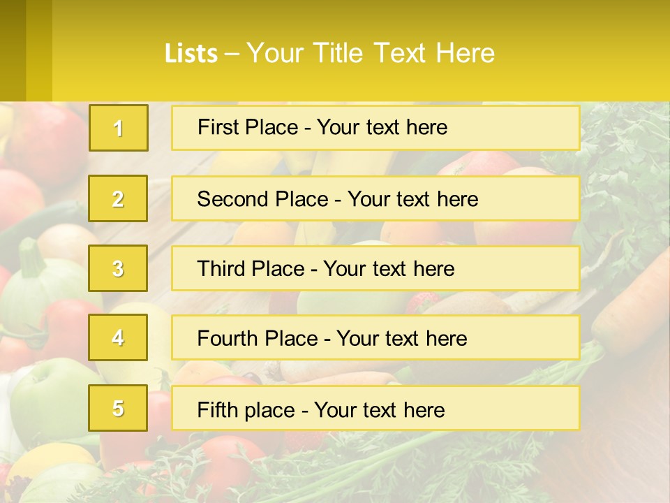 A Wooden Table Topped With Lots Of Fruits And Vegetables PowerPoint Template