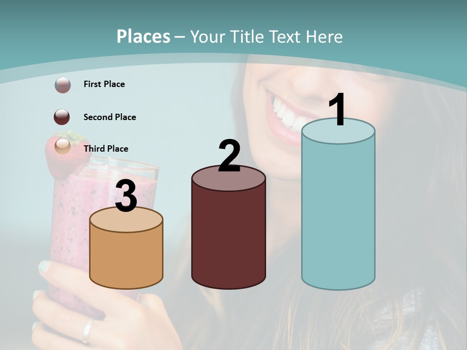 A Woman Holding A Smoothie With A Strawberry On Top PowerPoint Template