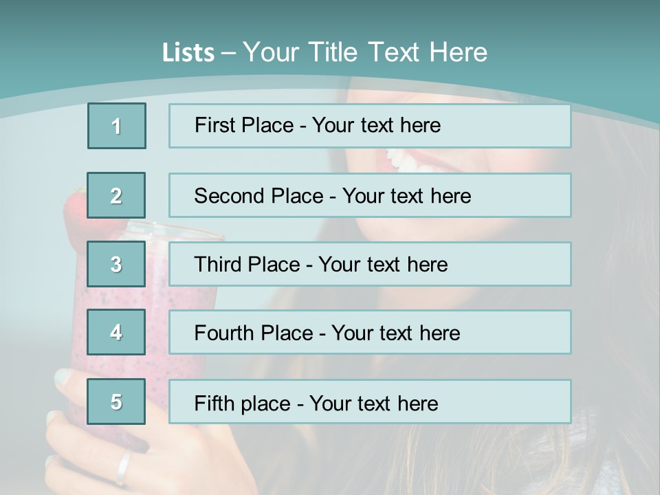 A Woman Holding A Smoothie With A Strawberry On Top PowerPoint Template