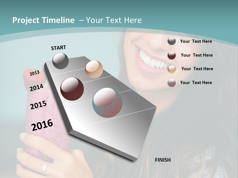 A Woman Holding A Smoothie With A Strawberry On Top PowerPoint Template