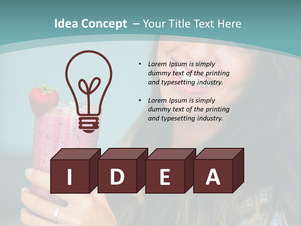 A Woman Holding A Smoothie With A Strawberry On Top PowerPoint Template