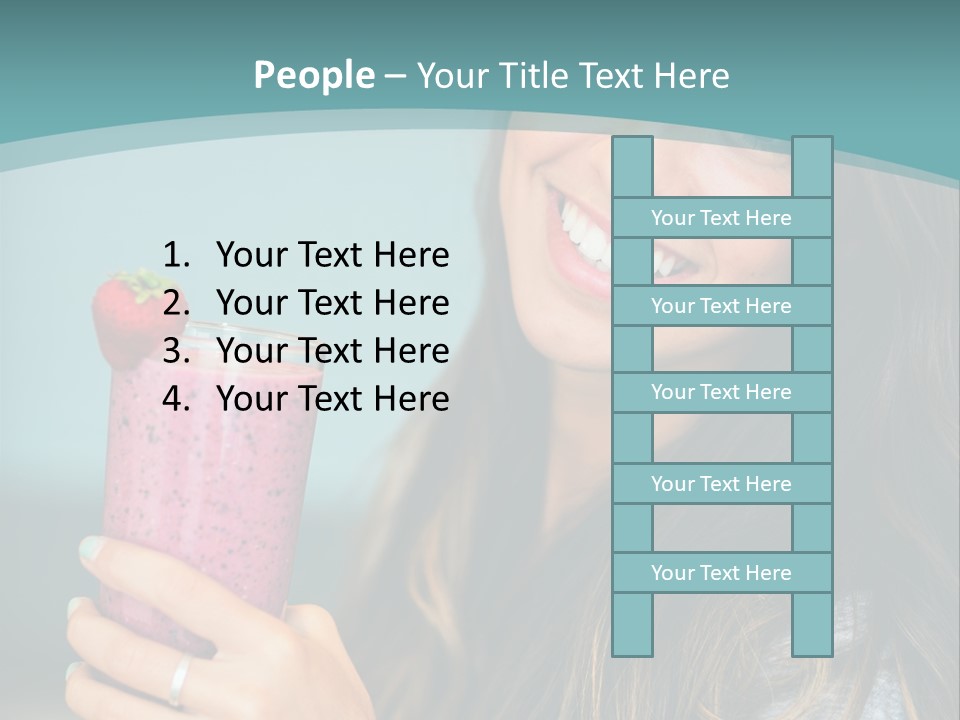 A Woman Holding A Smoothie With A Strawberry On Top PowerPoint Template