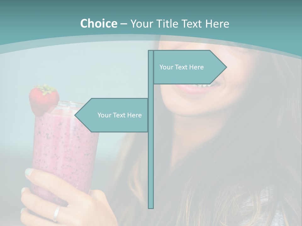 A Woman Holding A Smoothie With A Strawberry On Top PowerPoint Template