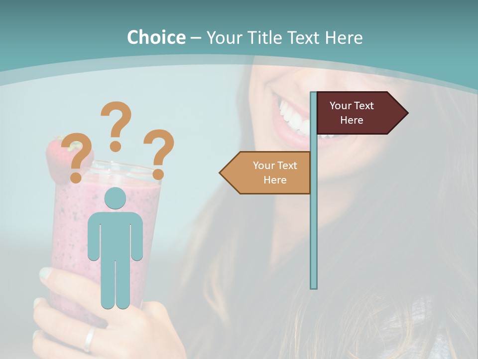 A Woman Holding A Smoothie With A Strawberry On Top PowerPoint Template