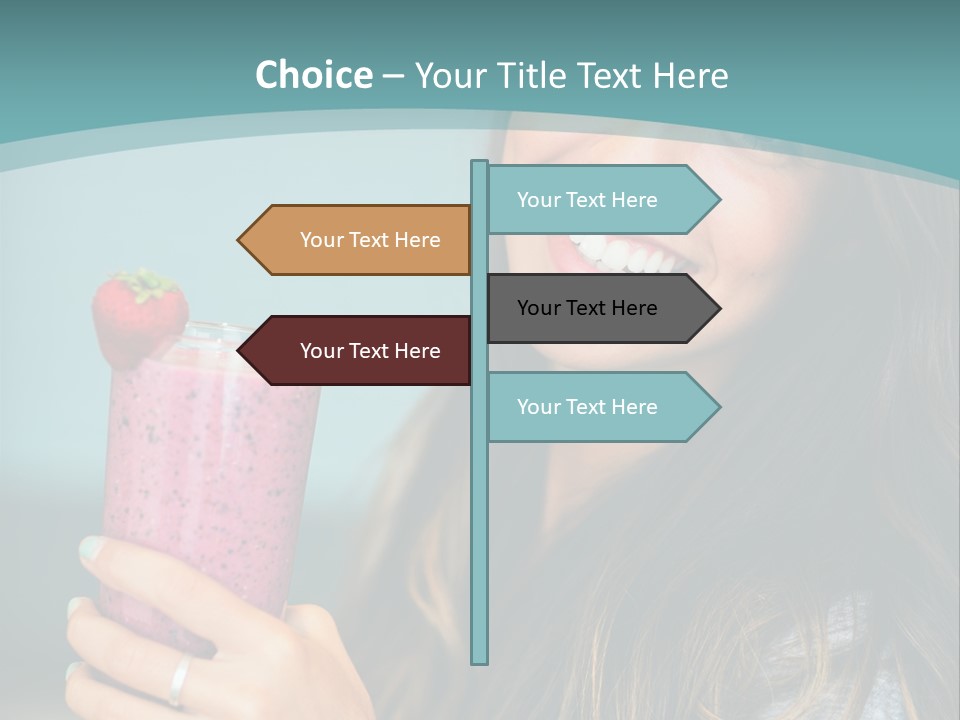 A Woman Holding A Smoothie With A Strawberry On Top PowerPoint Template