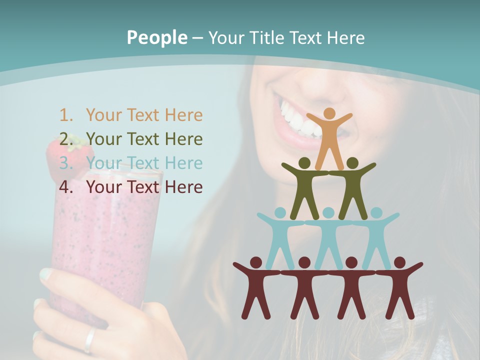 A Woman Holding A Smoothie With A Strawberry On Top PowerPoint Template