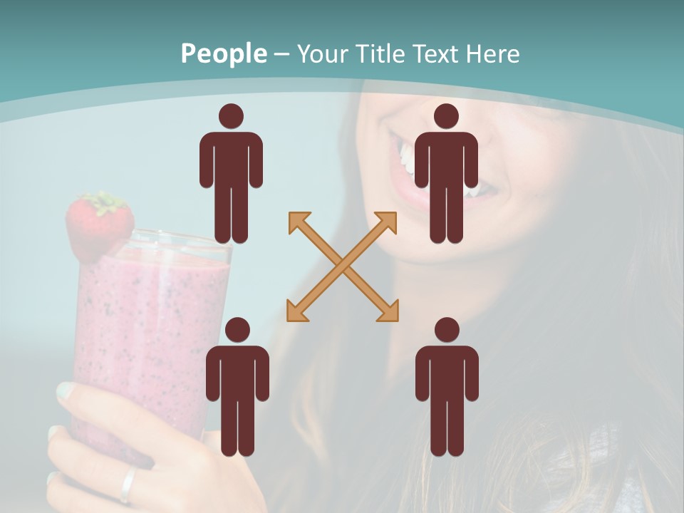 A Woman Holding A Smoothie With A Strawberry On Top PowerPoint Template