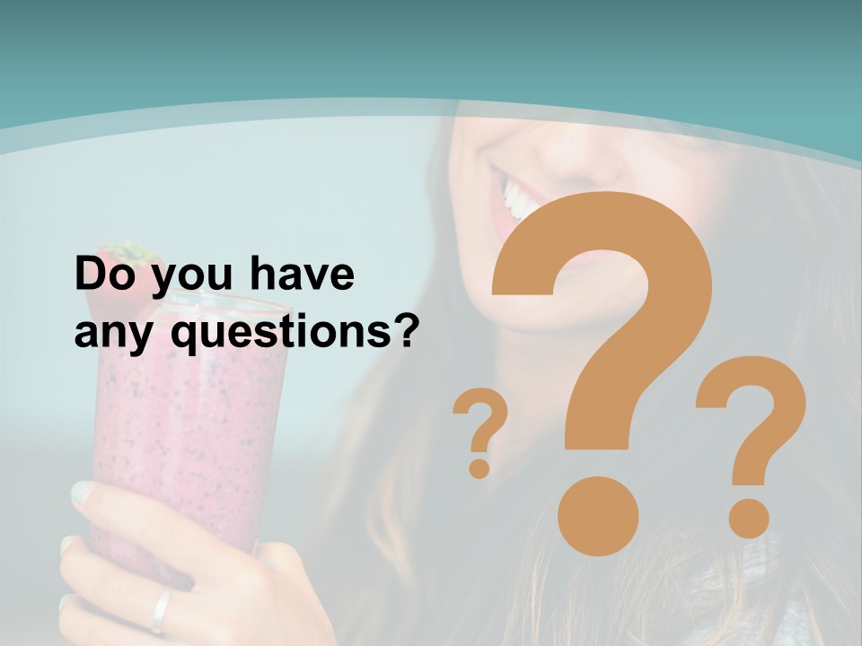 A Woman Holding A Smoothie With A Strawberry On Top PowerPoint Template