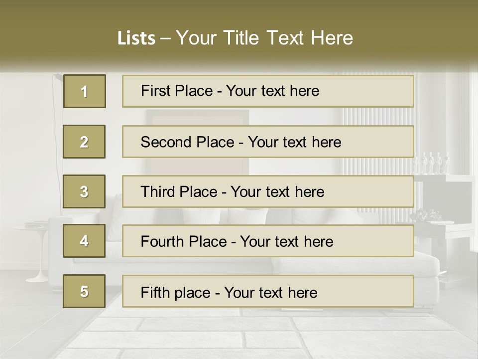 A Living Room With A Couch And A Table PowerPoint Template