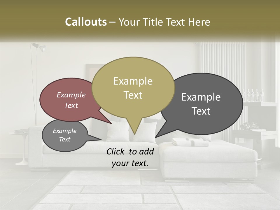 A Living Room With A Couch And A Table PowerPoint Template