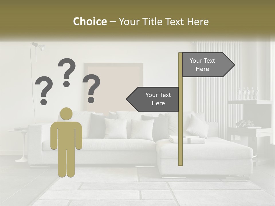 A Living Room With A Couch And A Table PowerPoint Template