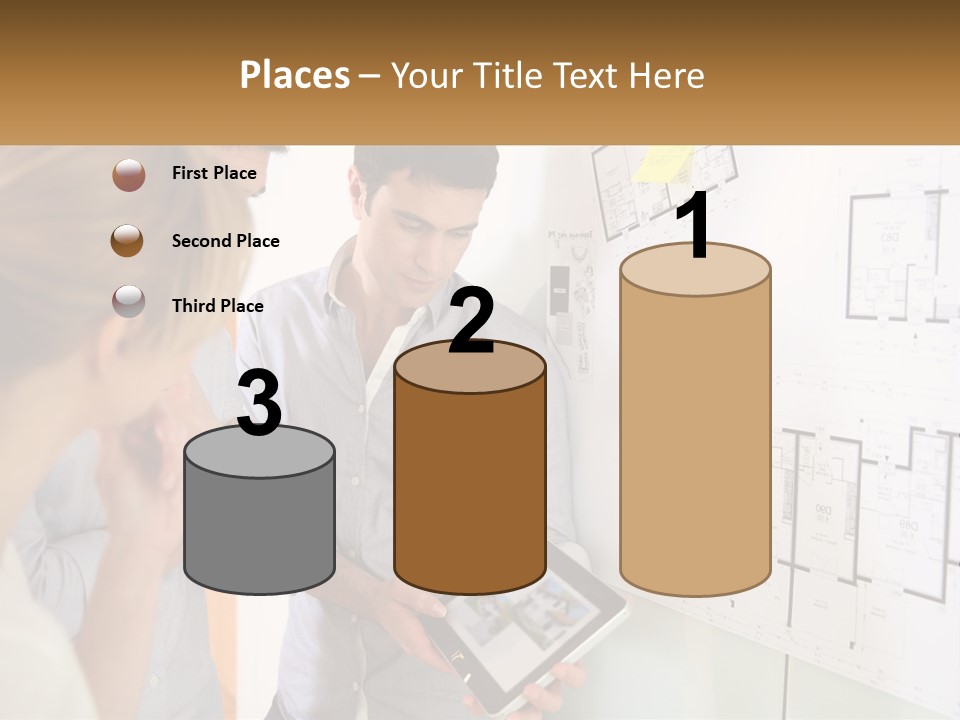 A Man And Woman Looking At A Tablet Screen PowerPoint Template