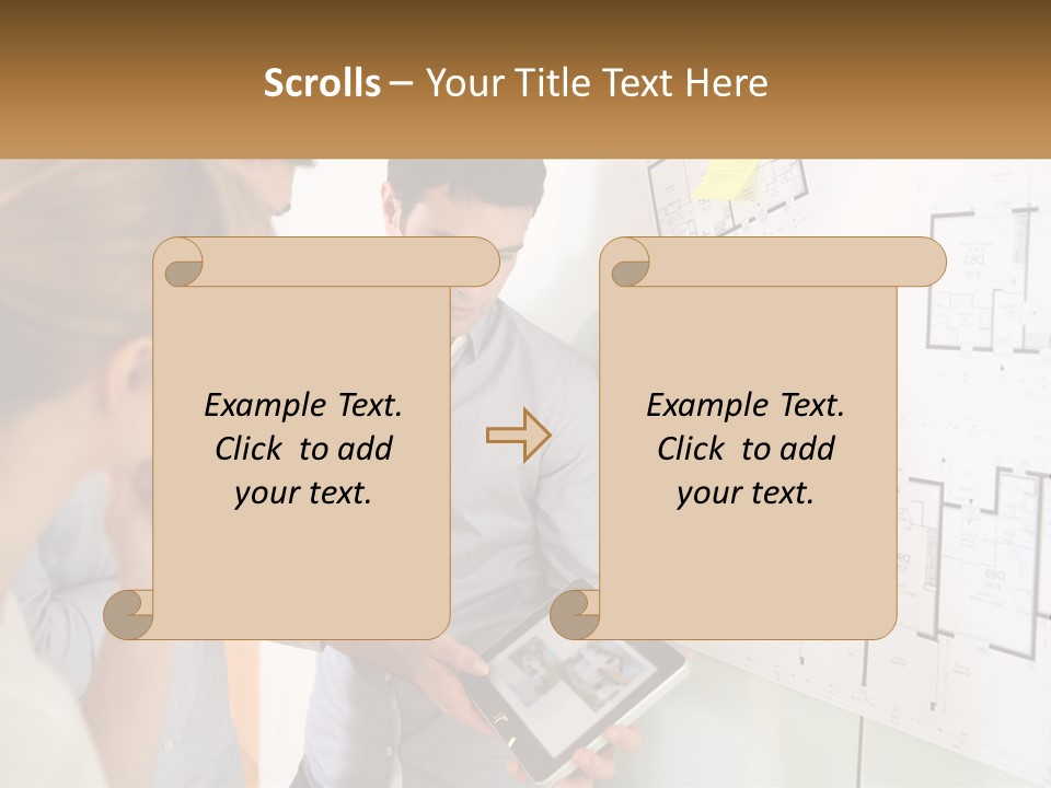 A Man And Woman Looking At A Tablet Screen PowerPoint Template