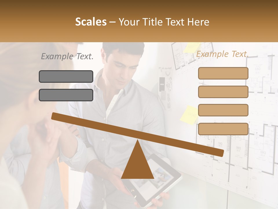 A Man And Woman Looking At A Tablet Screen PowerPoint Template