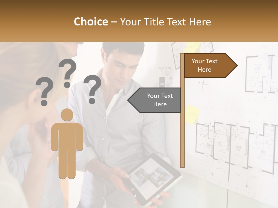 A Man And Woman Looking At A Tablet Screen PowerPoint Template