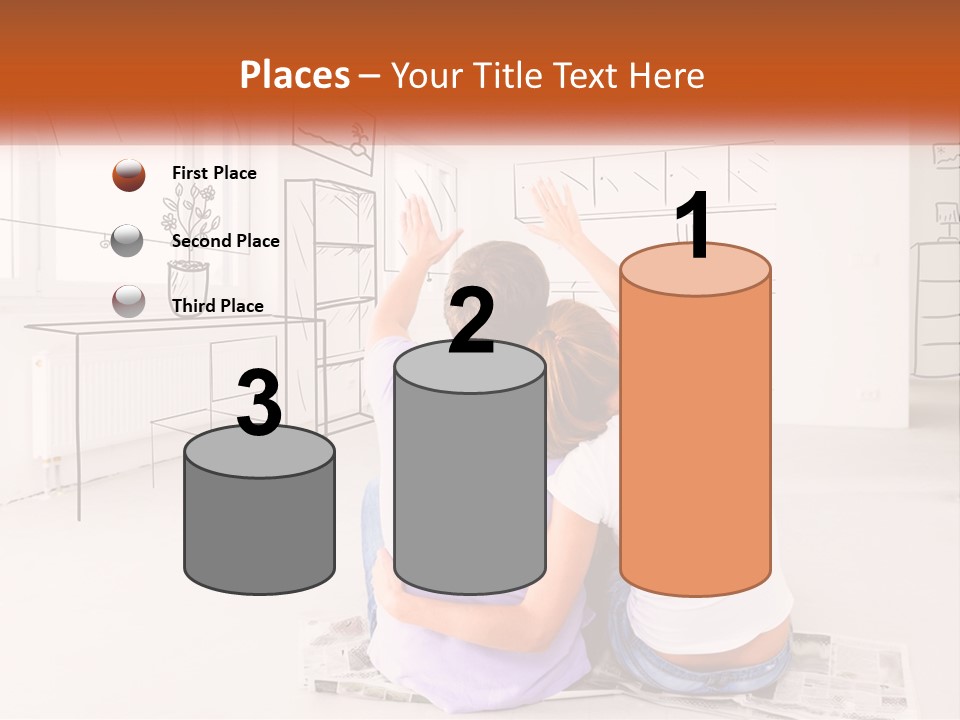 A Couple Of People Sitting On Top Of A White Floor PowerPoint Template