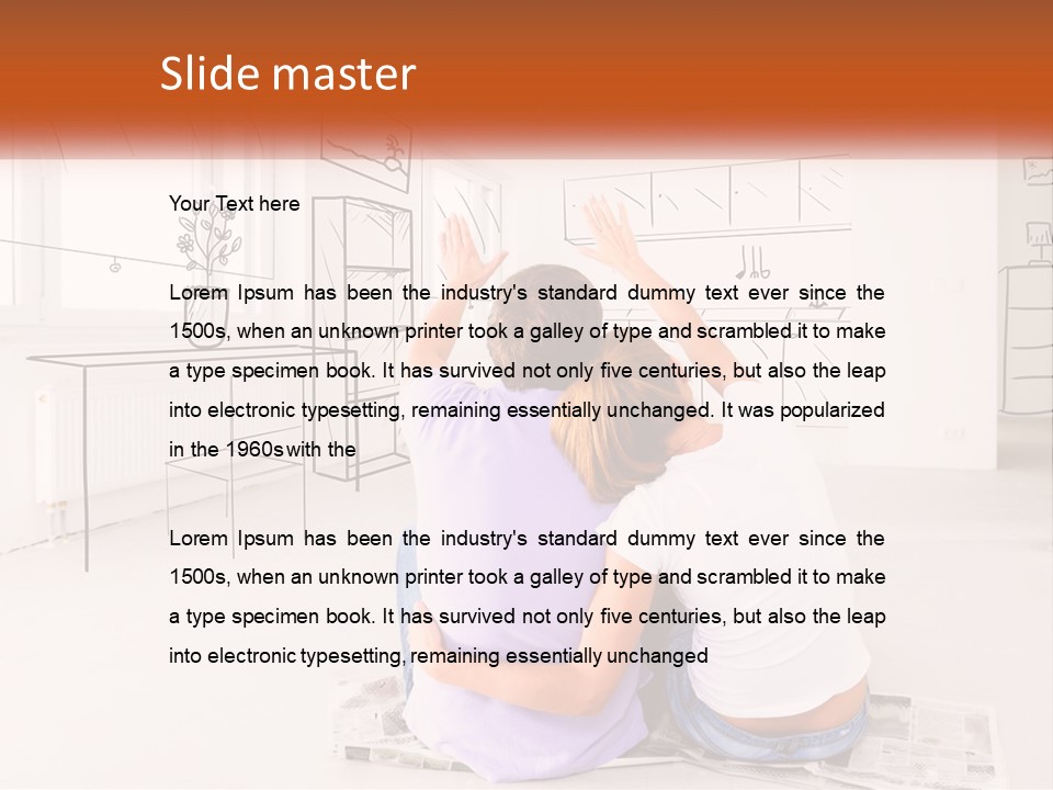 A Couple Of People Sitting On Top Of A White Floor PowerPoint Template