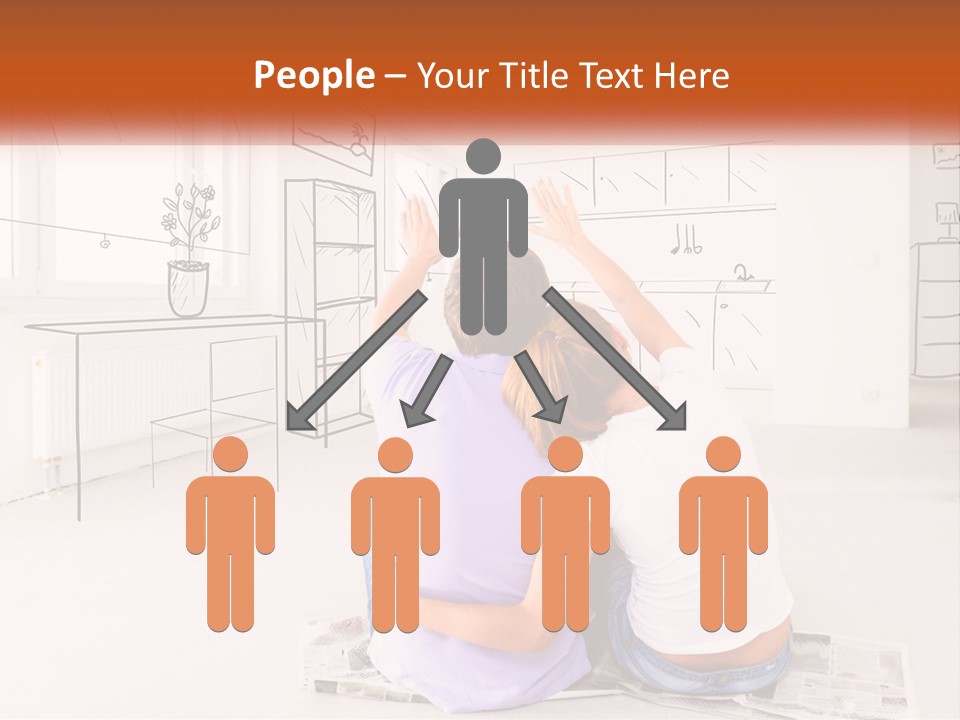 A Couple Of People Sitting On Top Of A White Floor PowerPoint Template
